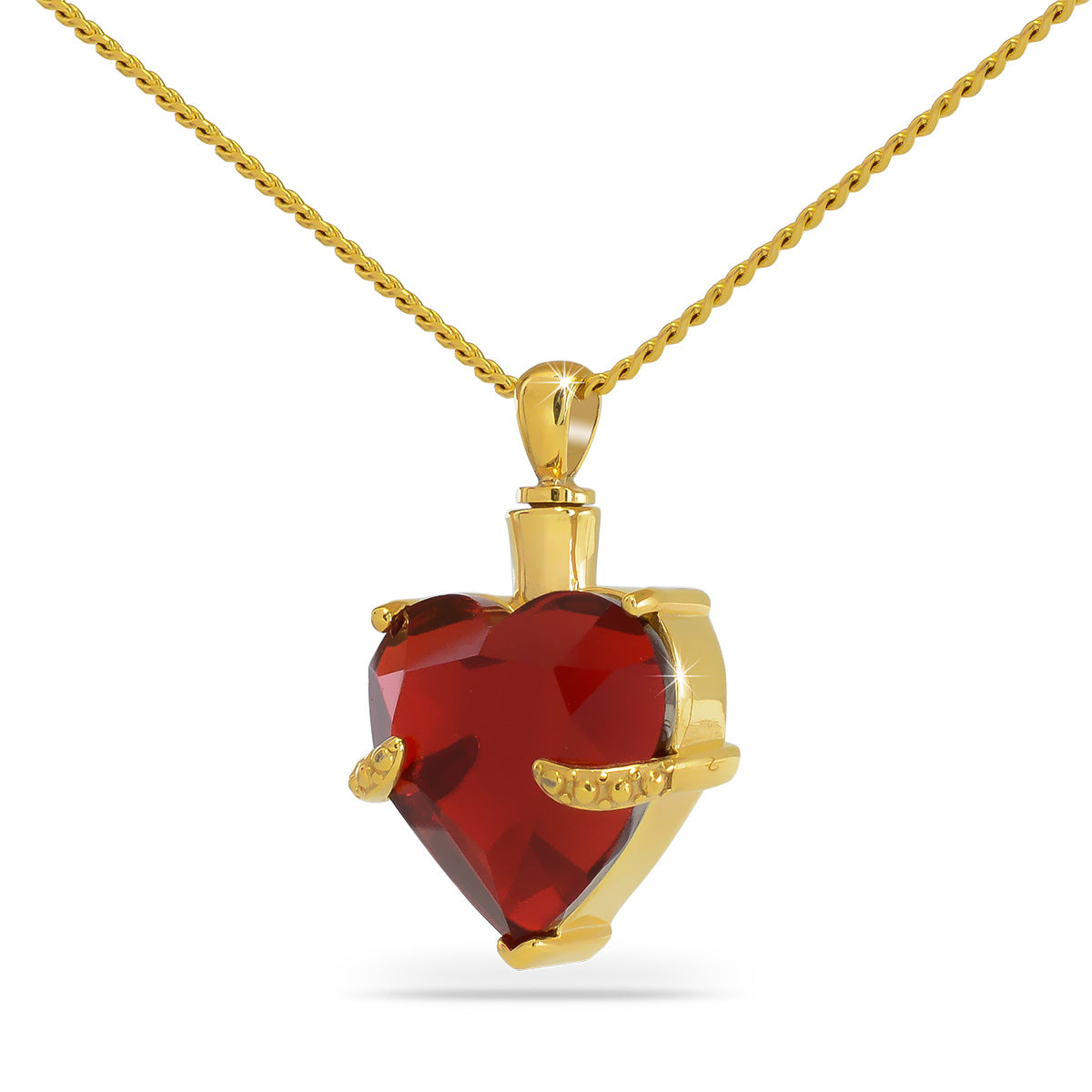 Red Heart Gold Steel Keepsake Urn