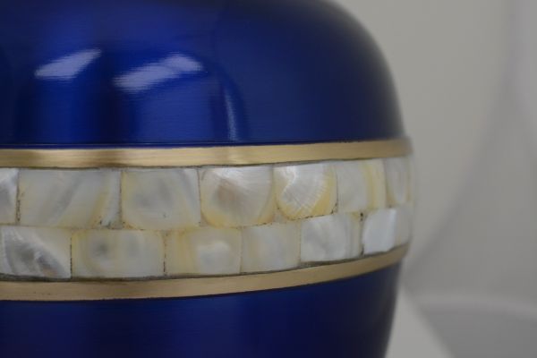 Blue Mother of Pearl Urn